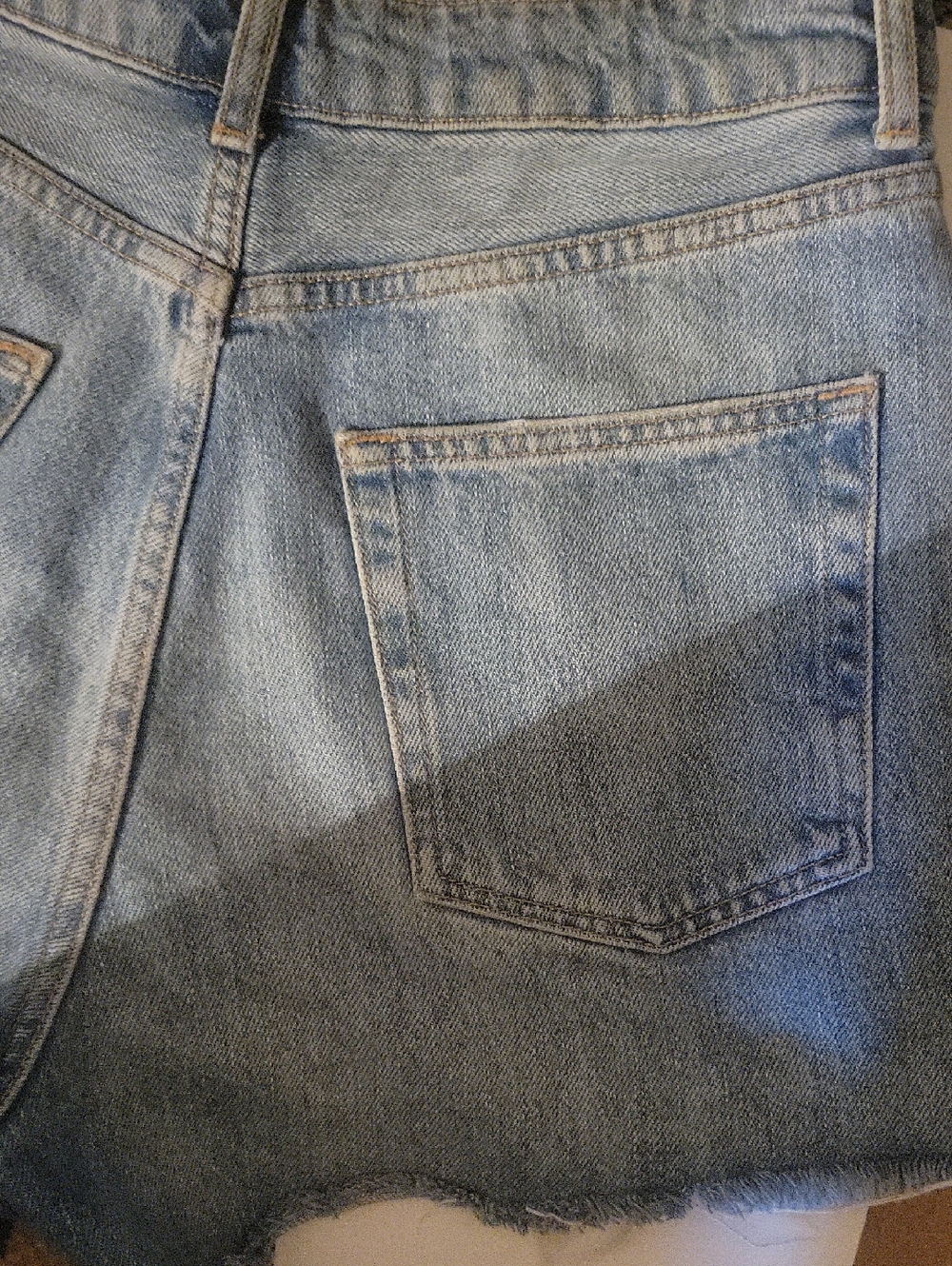 High-Rise Distressed Denim Shorts - Light Blue - Picture 5 of 5